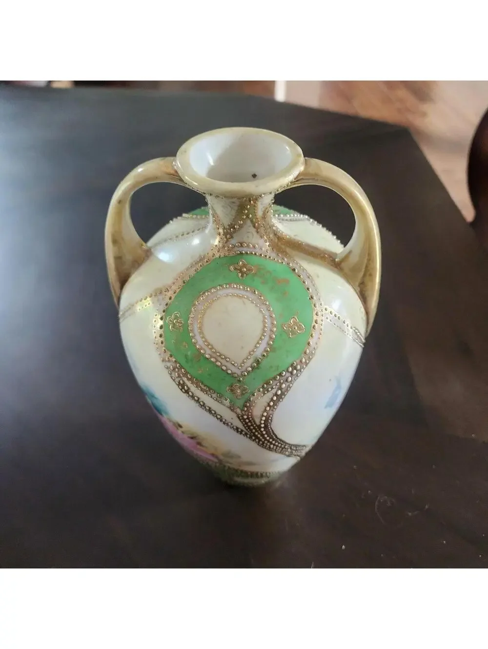 Vintage Japanese Nippon Floral Vase hand painted flawless unique beautiful